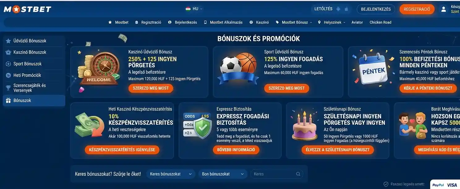 Mostbet bónuszoldal áttekintő felülete asztali nézetben