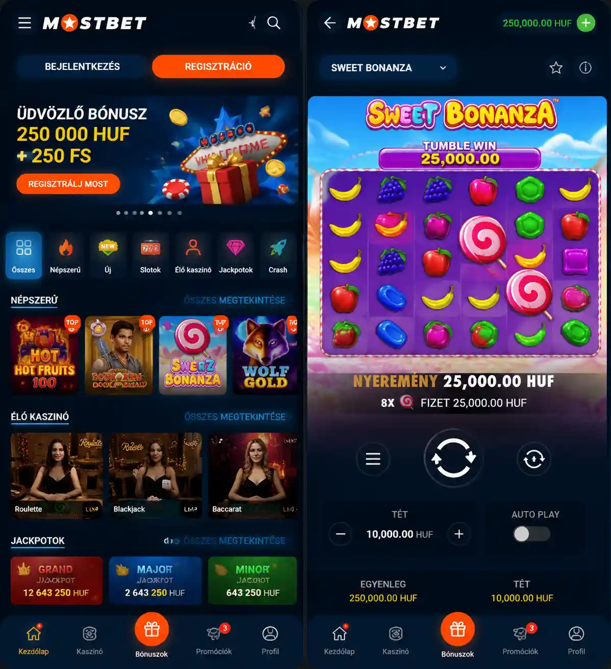 A Mostbet kaszinó mobilos felülete
